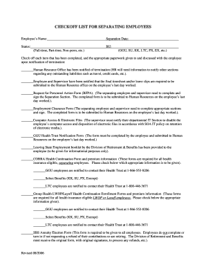 Employee Separation Checklist