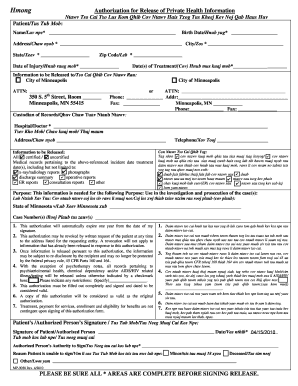 Authorization for Release of Private Health Information