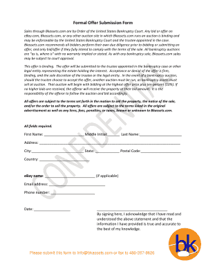Formal Offer Submission Form
