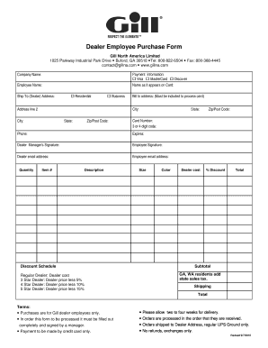Dealer Employee Purchase Form