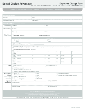 Dental Choice Advantage Employee Change Form