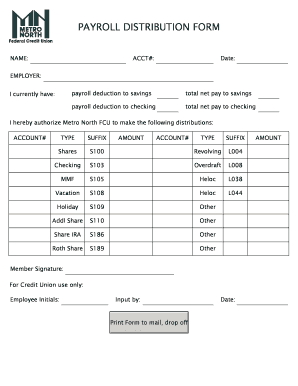 Payroll Distribution Form