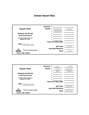 Deposit Slip Template