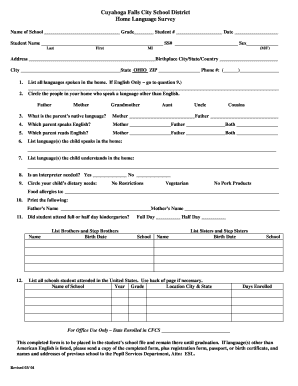 Cuyahoga Falls Home Language Survey