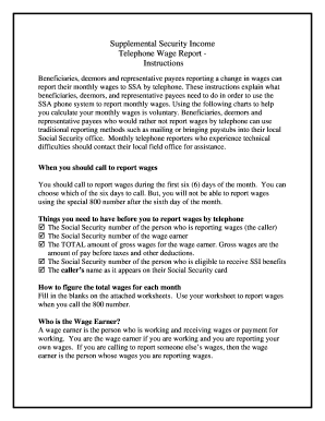 Supplemental Security Income Telephone Wage Report