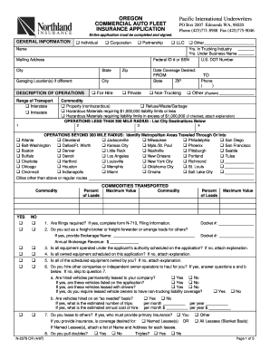Oregon Commercial Auto Fleet Insurance Application