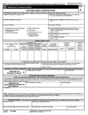 VA Enrollment Certification Form 22-1999