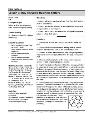 Business Letter Template for Recycled Products
