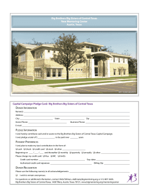 Capital Campaign Pledge Card
