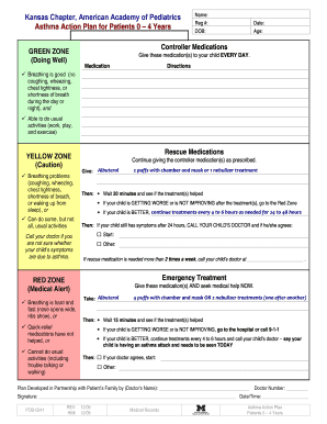 Asthma Action Plan for Children 0-4 Years
