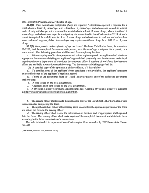 Iowa Child Labor Permit Form 62-2203