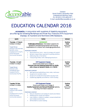 Education Calendar 2016 - Accessable