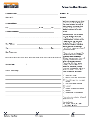 Relocation Questionnaire