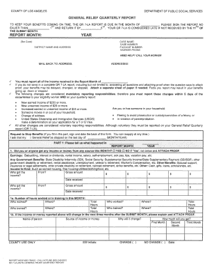 General Relief Quarterly Report