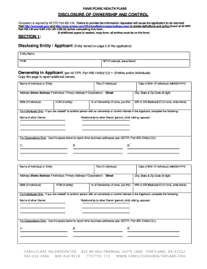Oregon Medicaid Disclosure of Ownership and Control Form