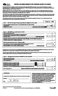 British Columbia Mining Flow-Through Share Tax Credit Form