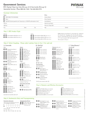 Phonak Hearing Aid Order Form
