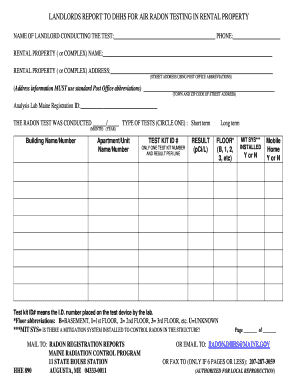 Landlord Radon Testing Report