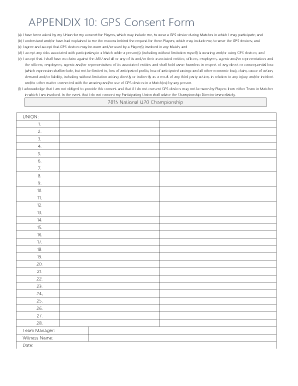 GPS Consent Form for Rugby Players