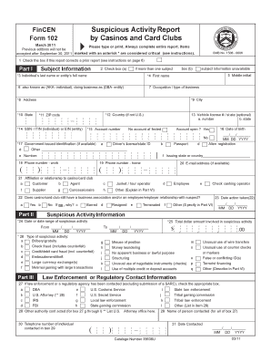 FinCEN Suspicious Activity Report Form 102