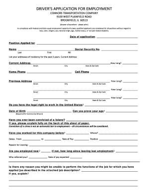 Driver's Application for Employment