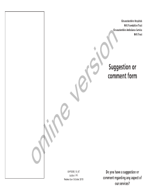 NHS Suggestion or Comment Form