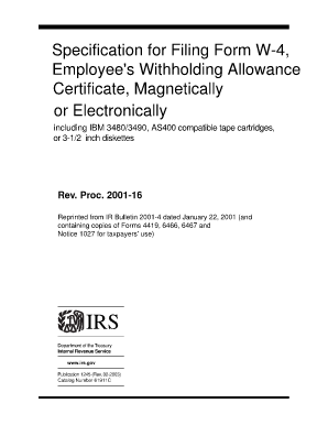 Form W-4 Filing Specifications