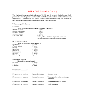 Colorado Vehicle Theft Prevention Checkup