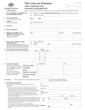 Title Claim for Publisher Form
