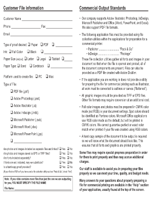 Commercial Printing File Preparation Form
