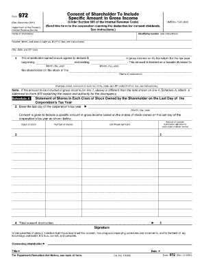 Form 972 Consent of Shareholder