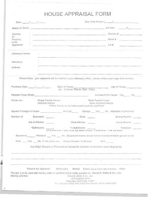 HOUSE APPRAISAL FORM
