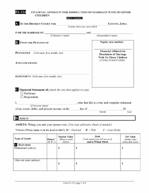Financial Affidavit for Dissolution of Marriage
