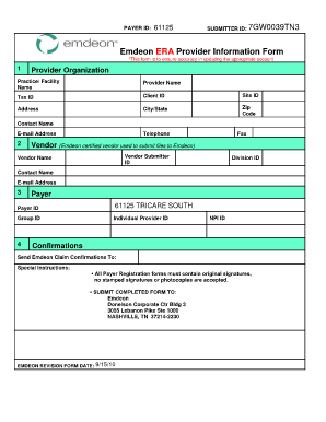 emdeon forms for era enrollment for tricare for life