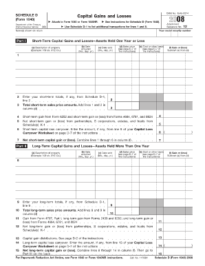 Schedule D Capital Gains and Losses Form 1040