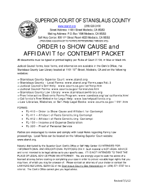 Order to Show Cause and Affidavit for Contempt
