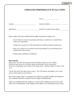 Employee Performance Evaluation Form
