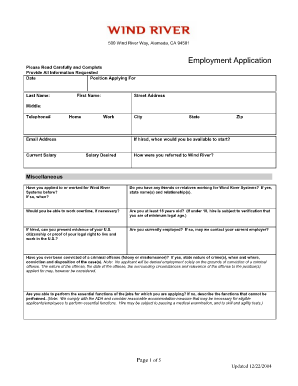 Wind River Employment Application