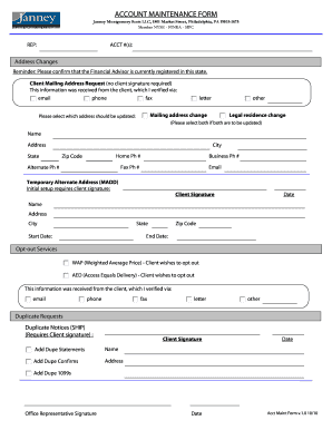 Account Maintenance Form