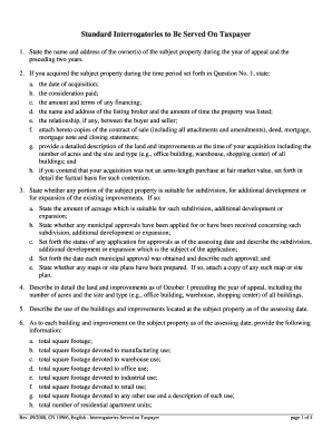 Standard Interrogatories to Be Served On Taxpayer