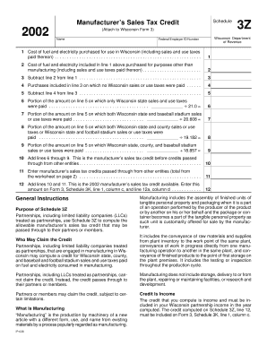 Wisconsin Manufacturer’s Sales Tax Credit Schedule
