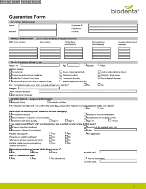Biodenta Implant Guarantee Form