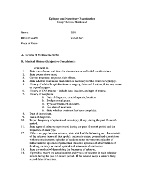 Epilepsy and Narcolepsy Examination Form