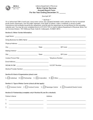 Indiana Motor Carrier Annual Report Form