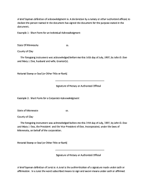 Notary Acknowledgment and Jurat Forms
