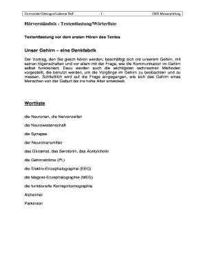 DSH Musterprüfung - Unser Gehirn – eine Denkfabrik