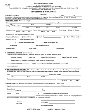Service Retirement Application Form 18-H