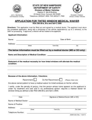 Pa tint exemption form - - nh