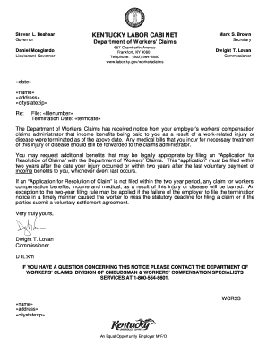 Kentucky Workers' Compensation Termination Notice