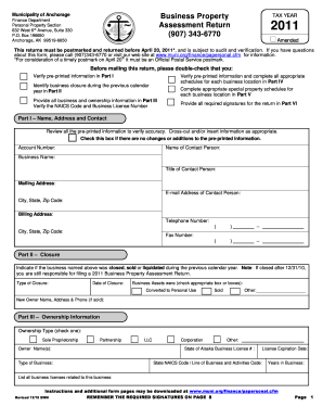 Anchorage Business Property Assessment Return
